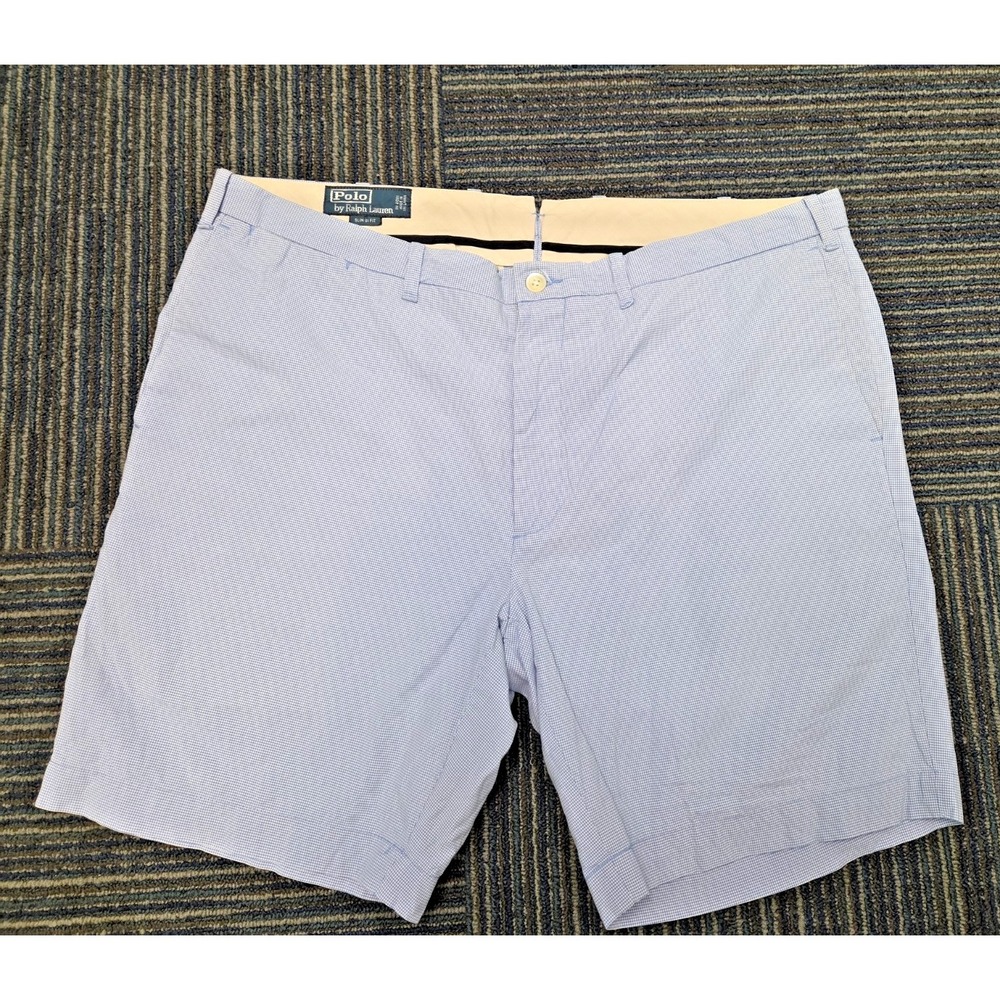 Polo Ralph Lauren Mens Shorts Gingham 38 Golf College Coastal Slim GI Fit Blue